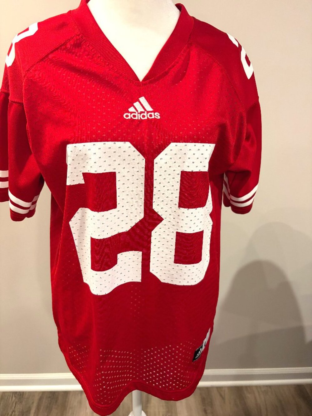 Adidas Wisconsin Badgers Football Jersey L Men Red Mesh Blokecore Monte Ball 28